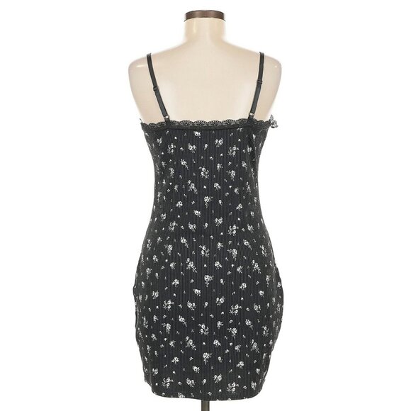 Divided x H&M Black White Floral Strappy Bodycon Mini Dress Croquette Y2K Revive - Picture 11 of 16